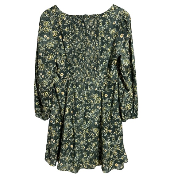 J Crew NWT Sweetheart Long Sleeve Mini Dress in Green Vintage Vines - Picture 4 of 13